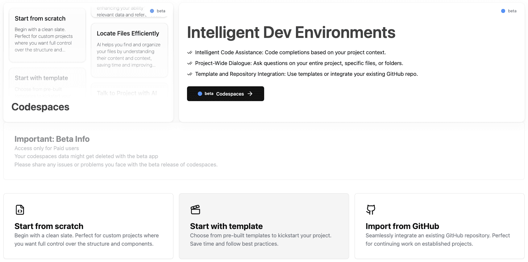 Codespaces Intelligent Dev Environments